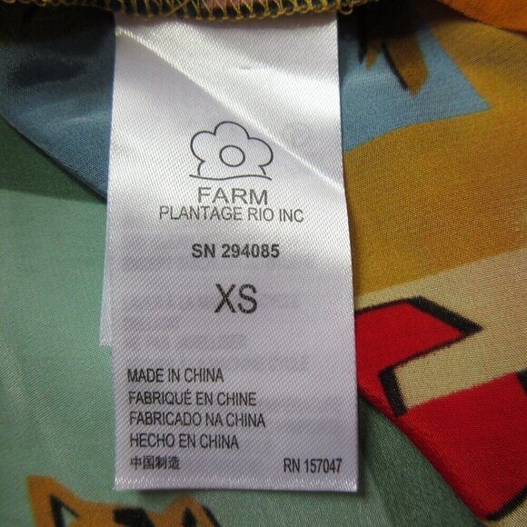 NWT Farm Rio Pajama Shirt in Tropical Collage Silky Viscose Blouse XS $140 - Picture 3 of 5